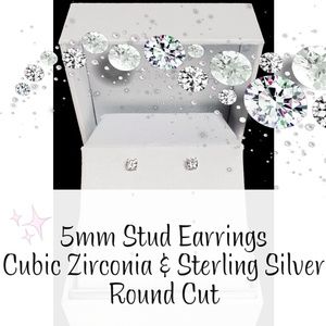 5mm Round Cut Sterling Silver Stud Earrings